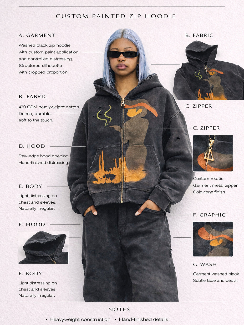 Graphic painting Zip Hoodie