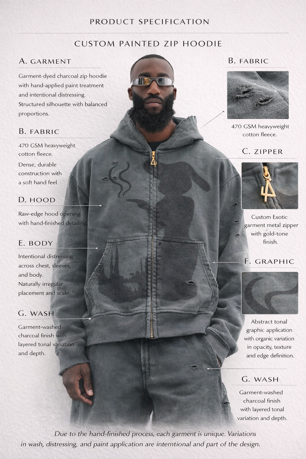 Graphic painting Zip Hoodie