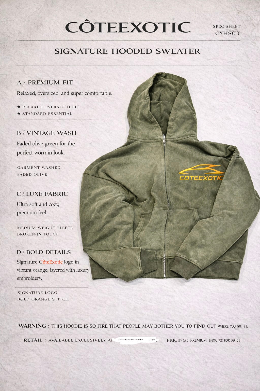 Côte exotic washed hoodie