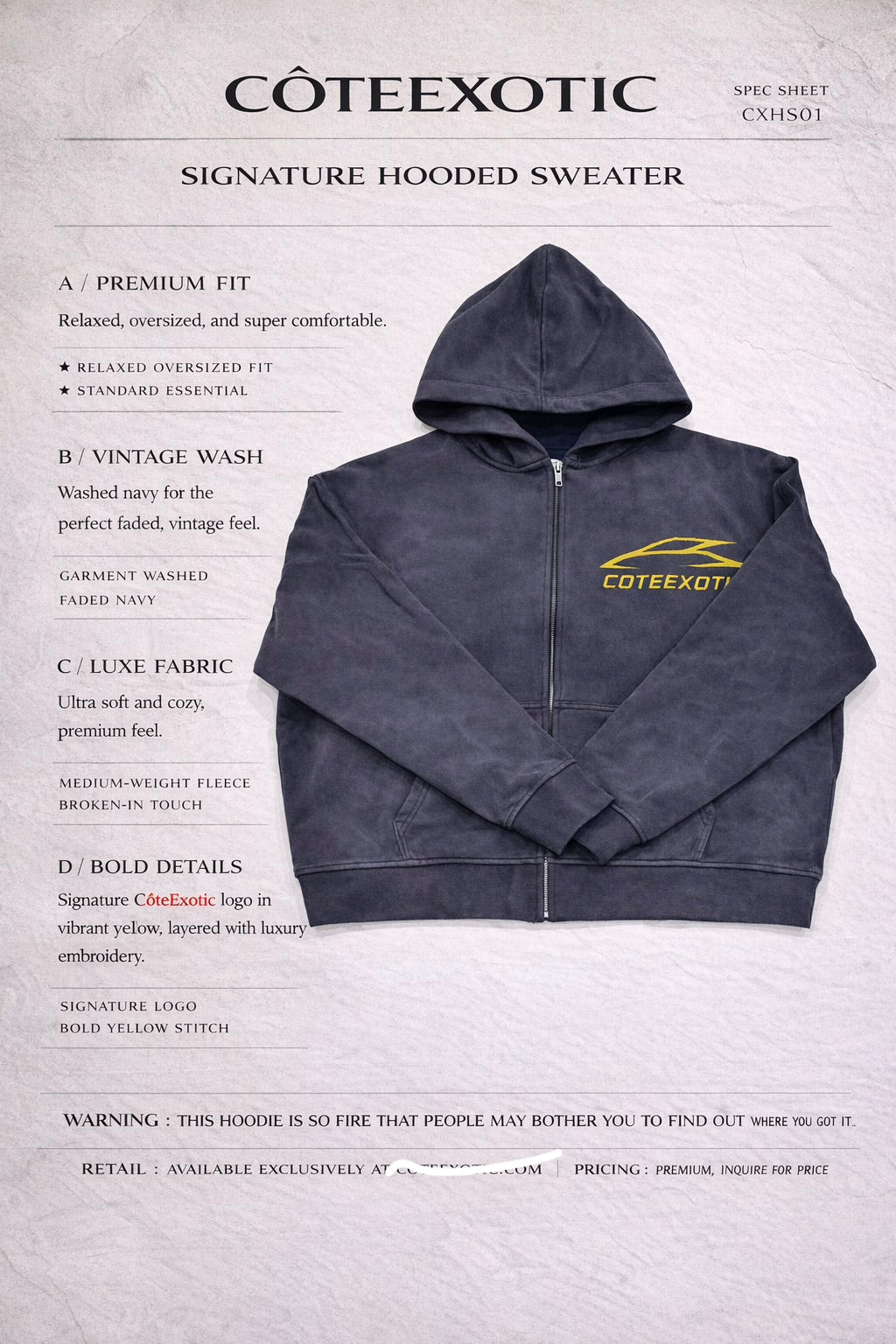 Côte exotic washed hoodie