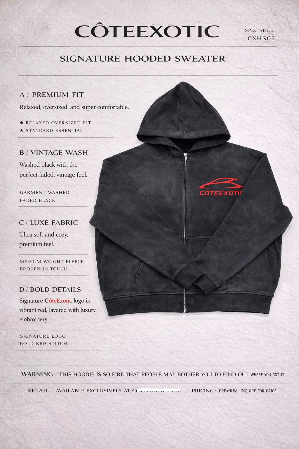 Côte exotic washed hoodie